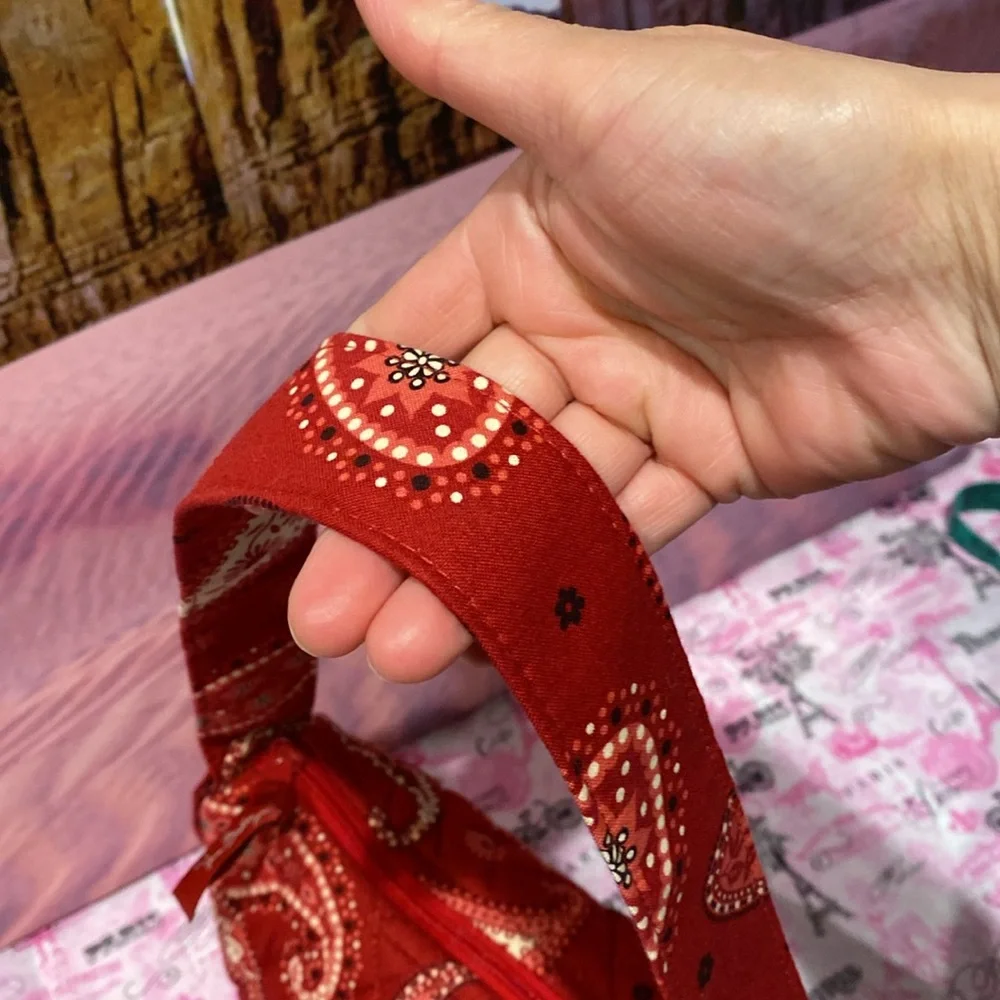 Two items Vera Bradley deep red Parsley shoulder bag.
